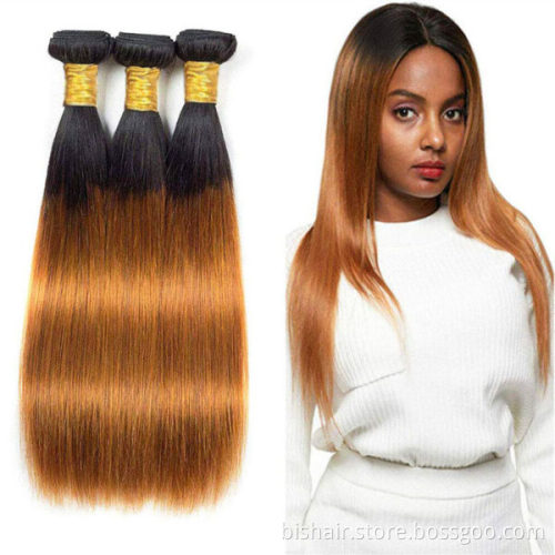 BIS Straight 1B/30 Ombre Bundles With Closure Brazilian Bundles With Closure 100% Remy Hair T Part 4x4 Closure With Bundles